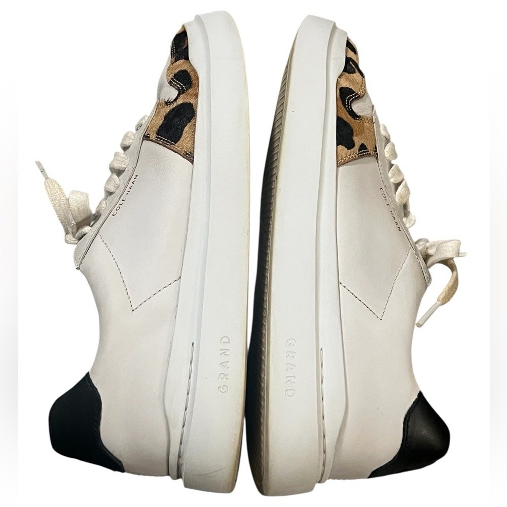 Cole Haan Grandpro rally court sneakers in white leather and jaguar calf hair - Picture 7 of 9